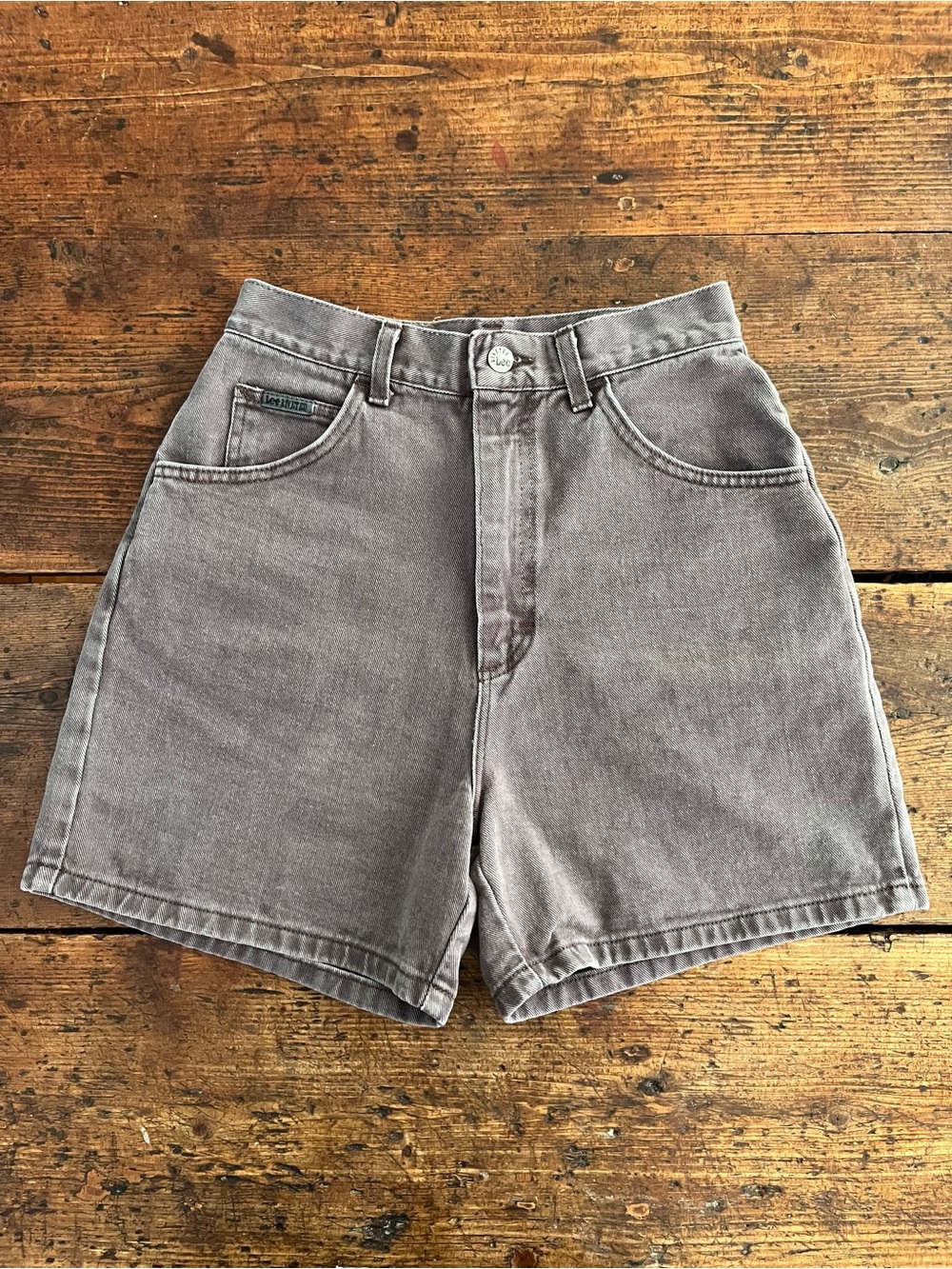 Vintage Lee Riveted Brown Denim High-Rise Jean Shorts